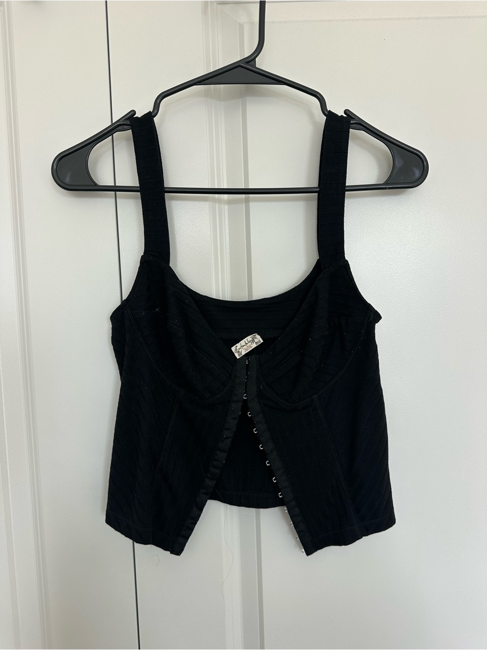 Free People Black Hook-Front Bustier Crop Top